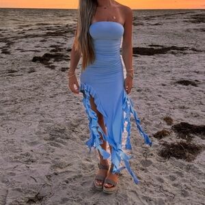 Baby Blue Midi Dress Frilly